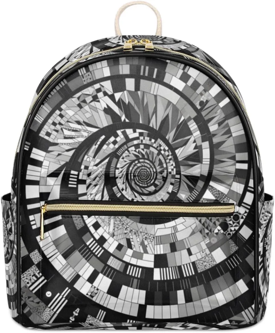 TropicalLife Spiral Music Piano Key Backpack Purse for Women PU Leather Lightweight Ladies Shoulder Fashion Satchel Bags Travel Casual Daypack