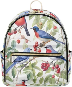 TropicalLife Summer Bird Theme Backpack Purse for Women PU Leather Lightweight Ladies Shoulder Fashion Satchel Bags Travel Casual Daypack