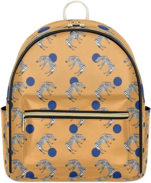 TropicalLife Zebra Backpack Purse for Women PU Leather Lightweight Ladies Shoulder Fashion Satchel Bags Travel Casual Daypack Cute Zebra