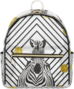 TropicalLife Zebra Backpack Purse for Women PU Leather Lightweight Ladies Shoulder Fashion Satchel Bags Travel Casual Daypack Zebra Pattern