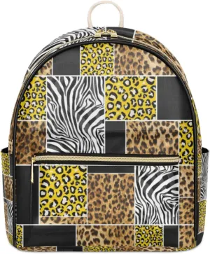 TropicalLife Zebra Leopard Backpack Purse for Women PU Leather Lightweight Ladies Shoulder Fashion Satchel Bags Travel Casual Daypack Animal Print