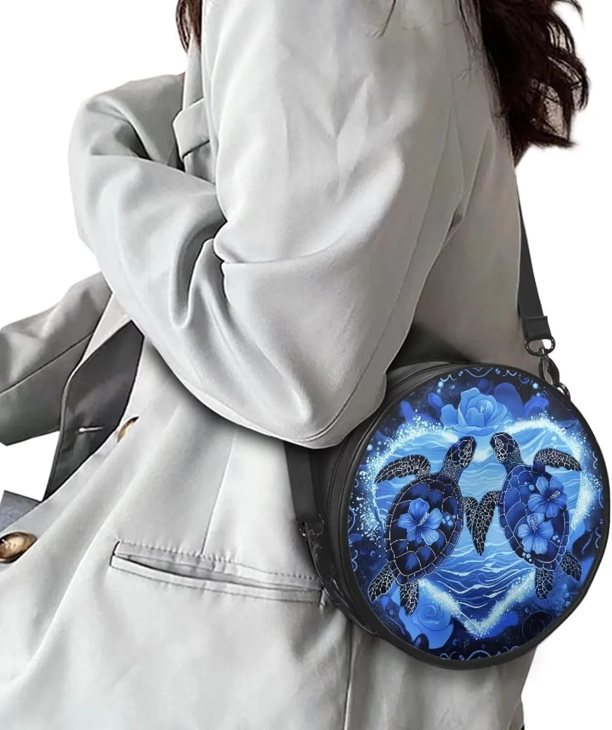 Veniyate Womens Round Leather Handbags with Adjustable Straps Shoulder Purse