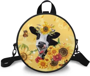 Veniyate Womens Round Leather Handbags with Adjustable Straps Shoulder Purse