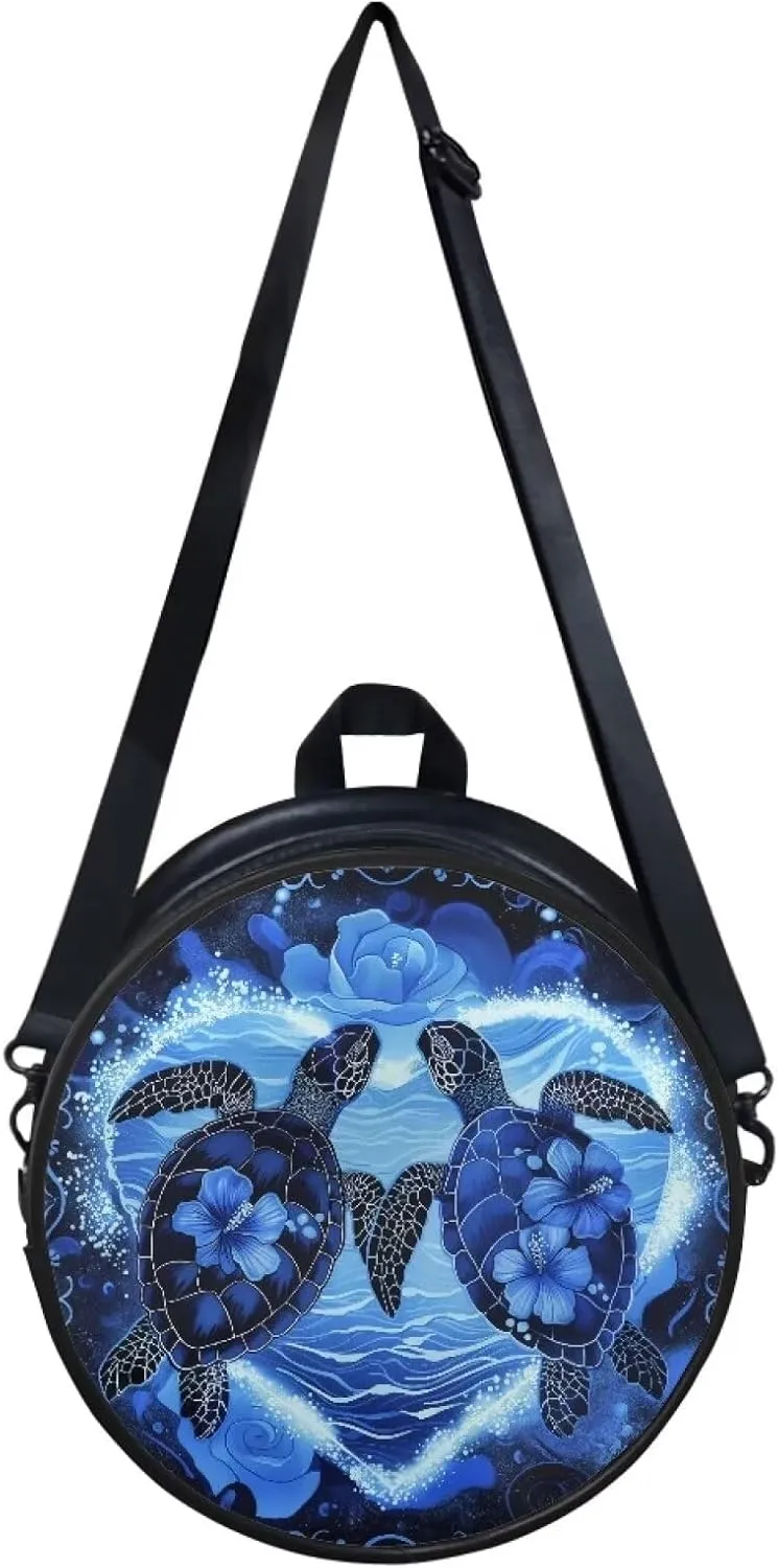 Veniyate Womens Round Leather Handbags with Adjustable Straps Shoulder Purse