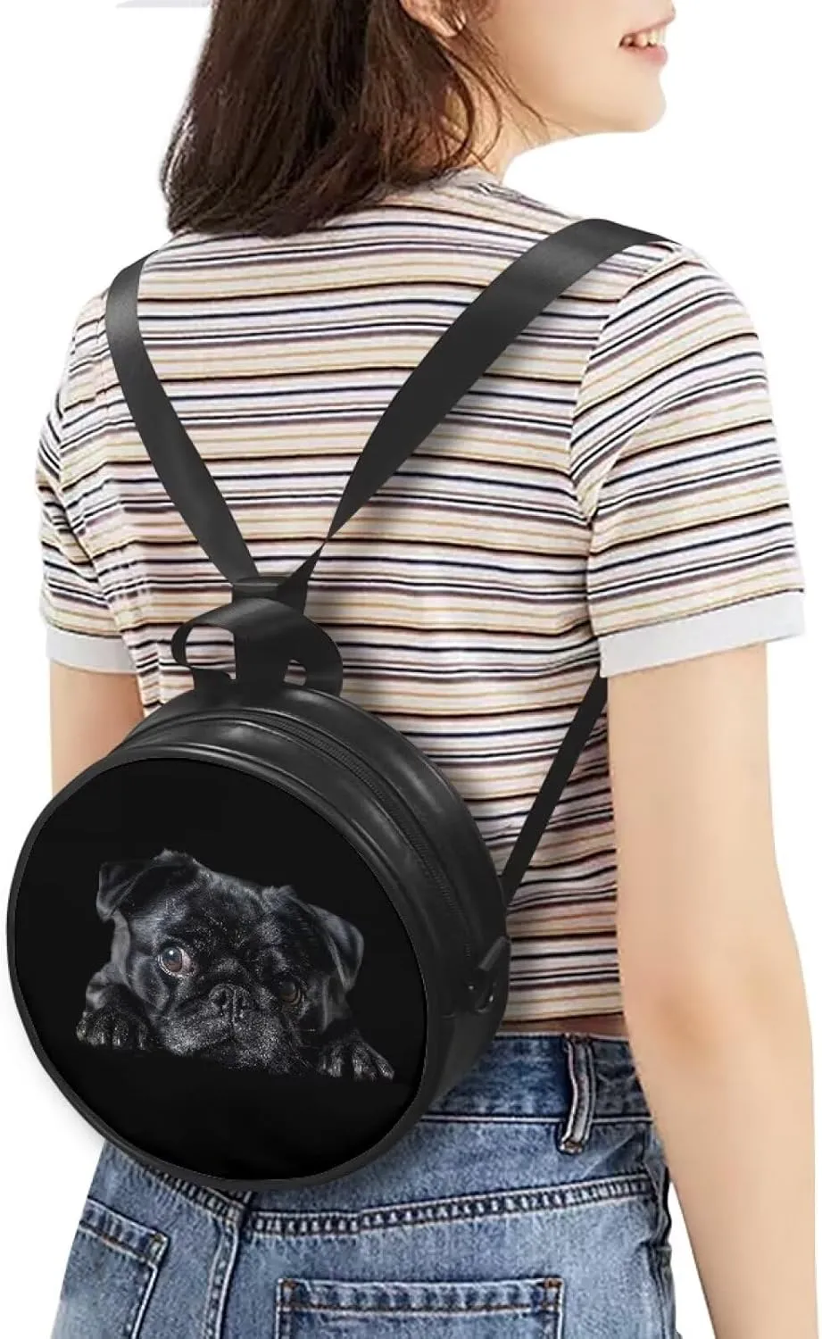 Veniyate Womens Round Leather Handbags with Adjustable Straps Shoulder Purse