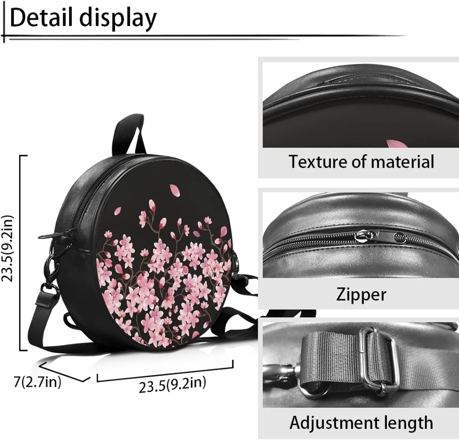 Veniyate Womens Round Leather Handbags with Adjustable Straps Shoulder Purse