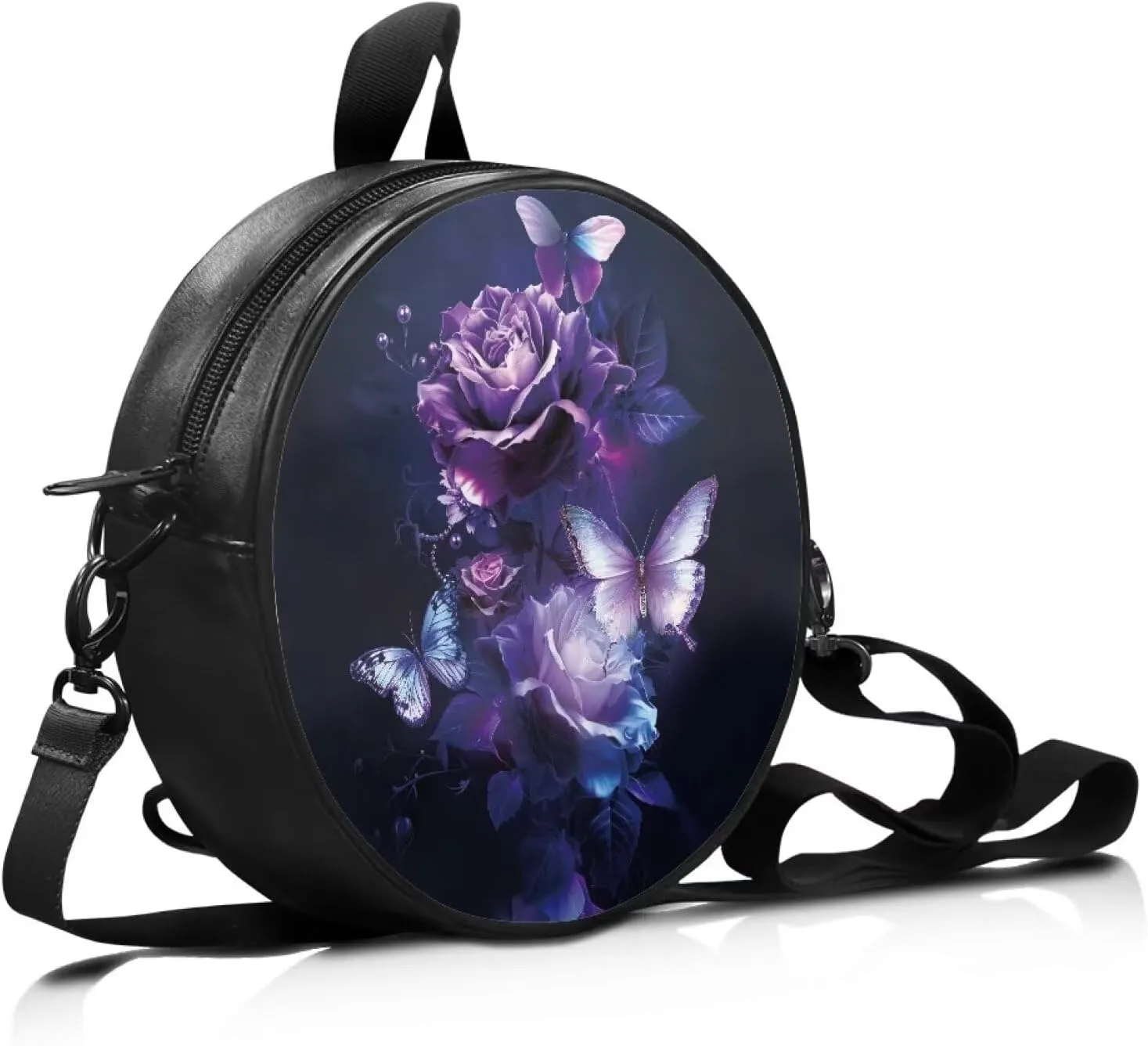 Veniyate Womens Round Leather Handbags with Adjustable Straps Shoulder Purse