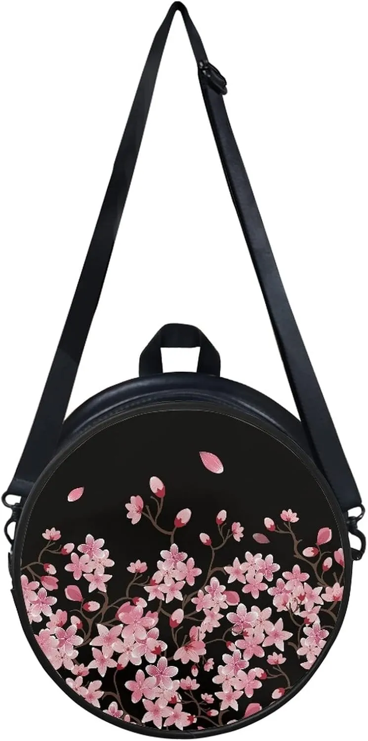 Veniyate Womens Round Leather Handbags with Adjustable Straps Shoulder Purse