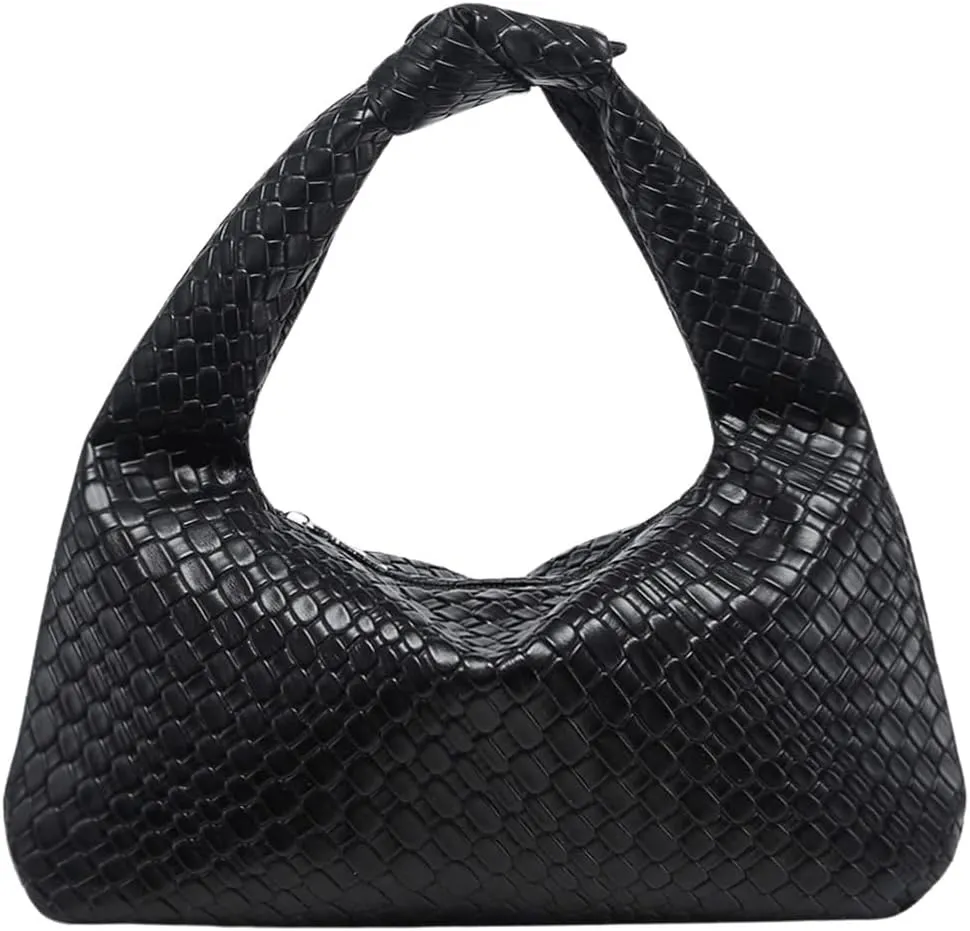 Verdusa Women's Metallic Knot Strap PU Leather Handbags Zipper Hobo Shoulder Bag