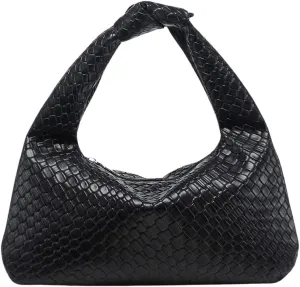 Verdusa Women's Metallic Knot Strap PU Leather Handbags Zipper Hobo Shoulder Bag