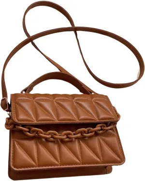 Verdusa Women's Quilted Leather Crossbody Bags Satchel Handbags Purse