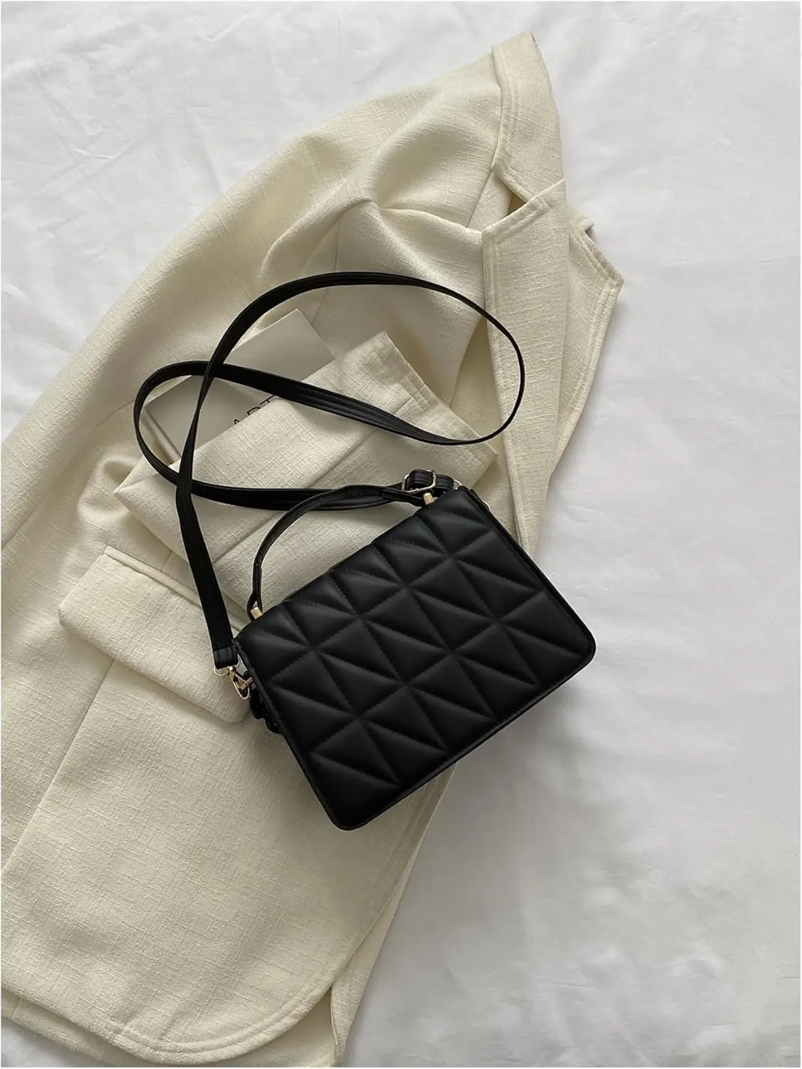 Verdusa Women's Quilted Leather Crossbody Bags Satchel Handbags Purse