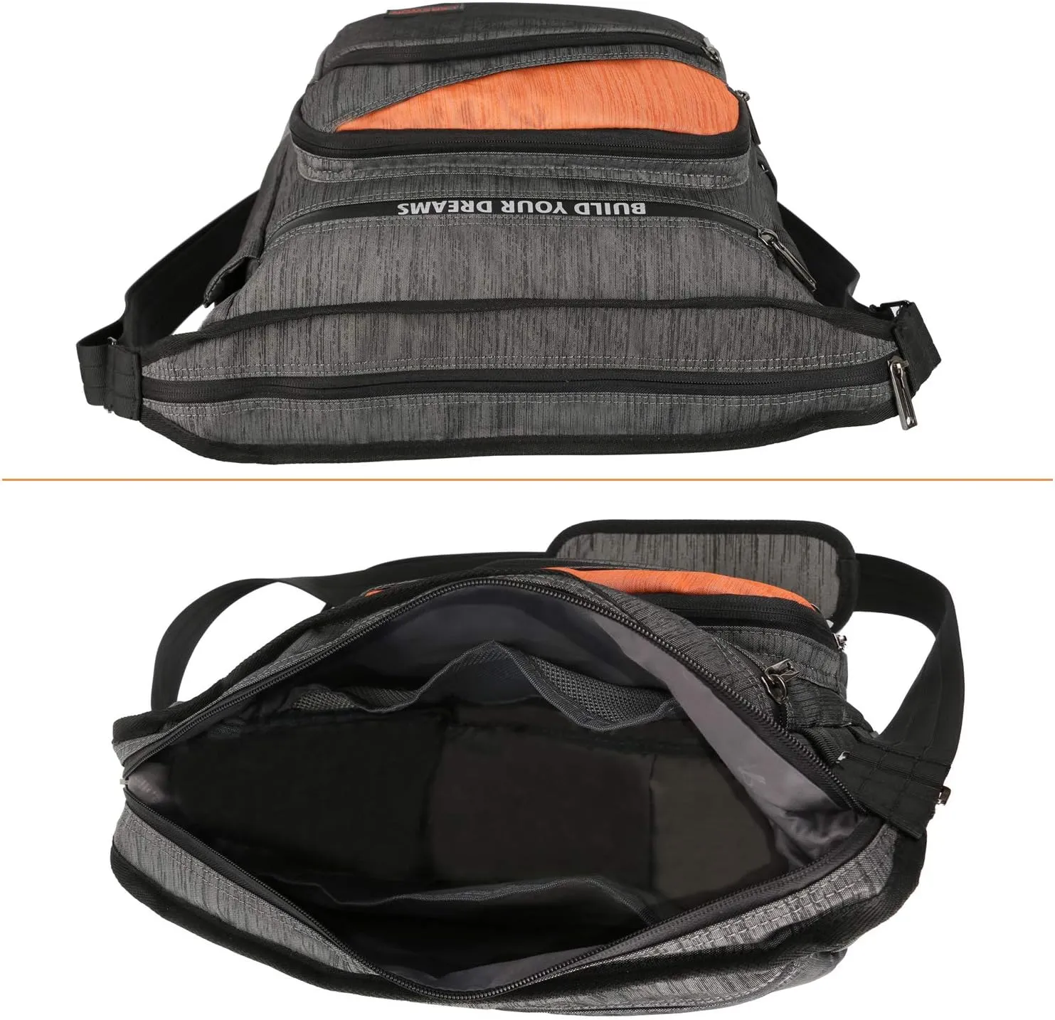 Vertical Messenger Bag, Crossbody Bag, Larswon Shoulder Bag Laptop Bag Satchel Gray
