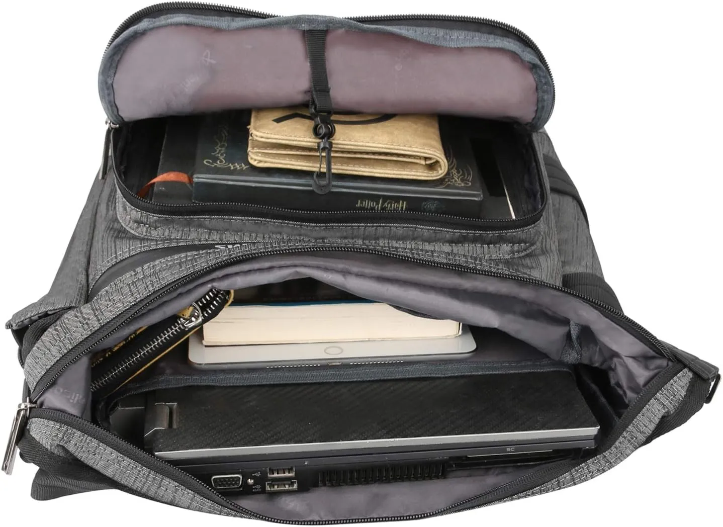 Vertical Messenger Bag, Crossbody Bag, Larswon Shoulder Bag Laptop Bag Satchel Gray