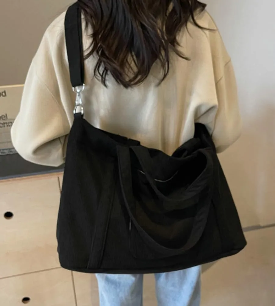 Women Corduroy Tote Bag Hobo Bag Casual Shoulder Bag Crossbody Bag Slouchy Handbag Satchel Purse