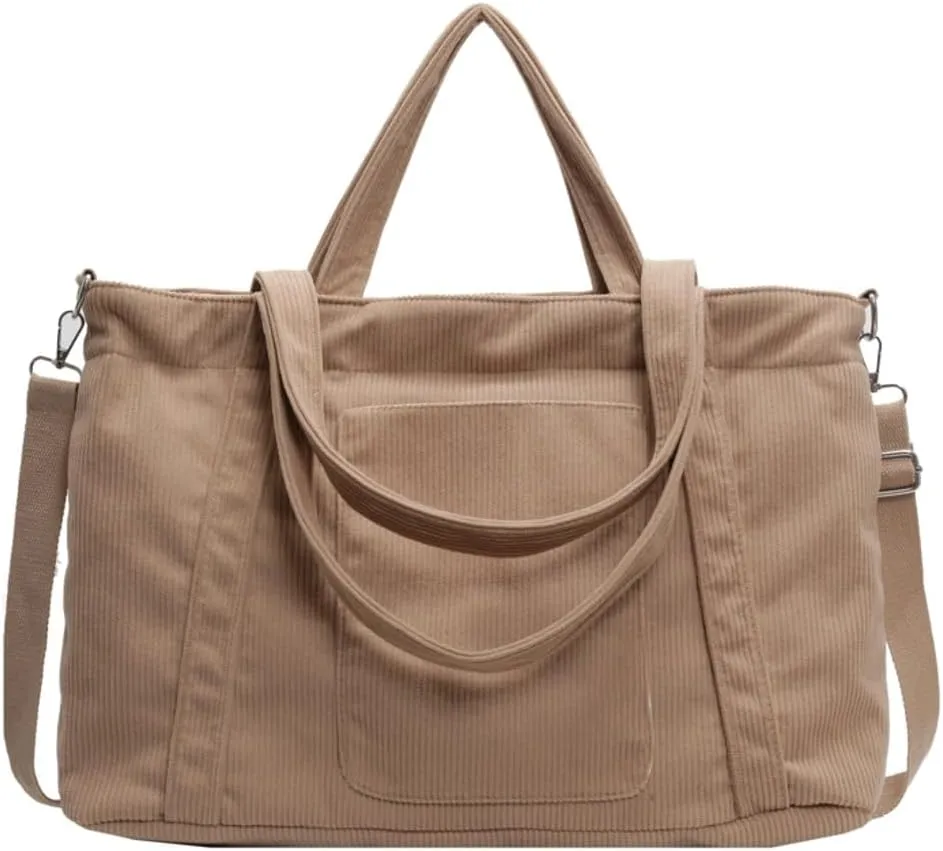 Women Corduroy Tote Bag Hobo Bag Casual Shoulder Bag Crossbody Bag Slouchy Handbag Satchel Purse