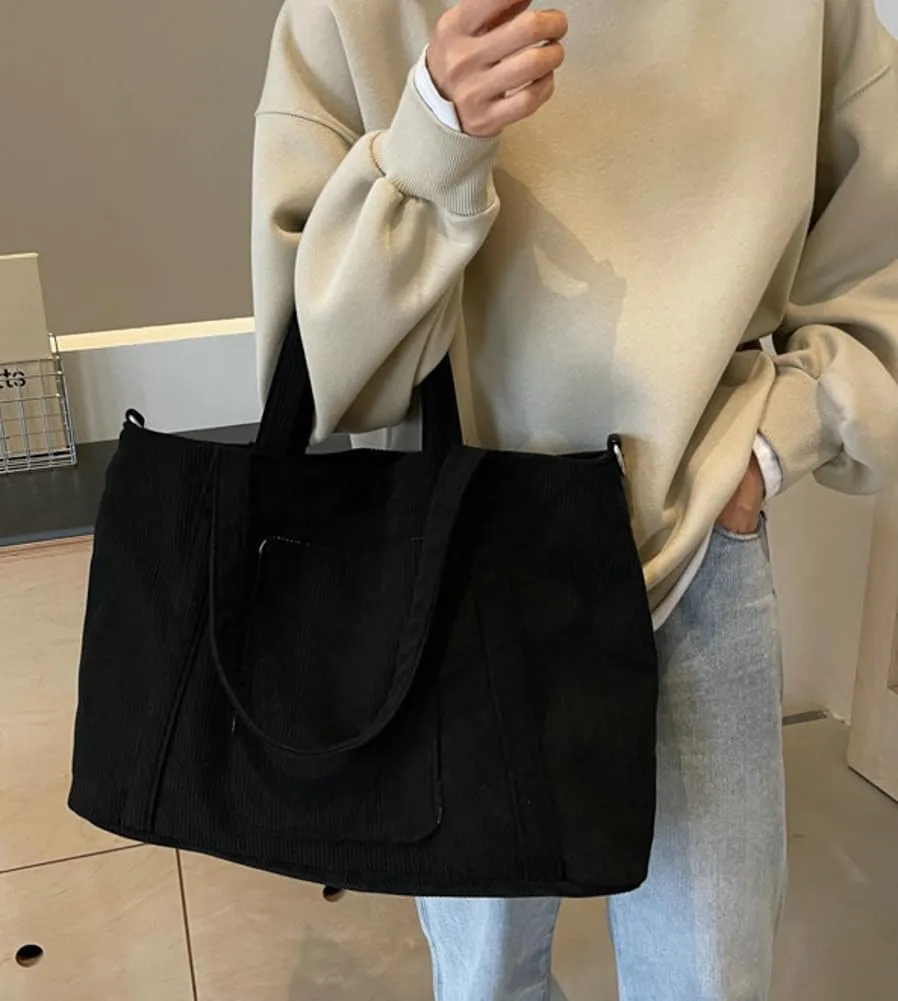 Women Corduroy Tote Bag Hobo Bag Casual Shoulder Bag Crossbody Bag Slouchy Handbag Satchel Purse