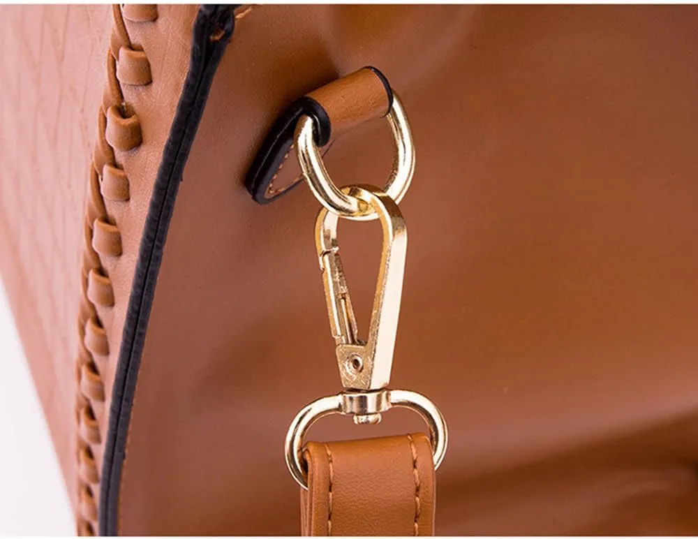 Women Leather Satchel Handbag 3PCS Set Crocodile Pattern Top Handle Purse Ladies Leather Tote Crossbody Bag (Black)