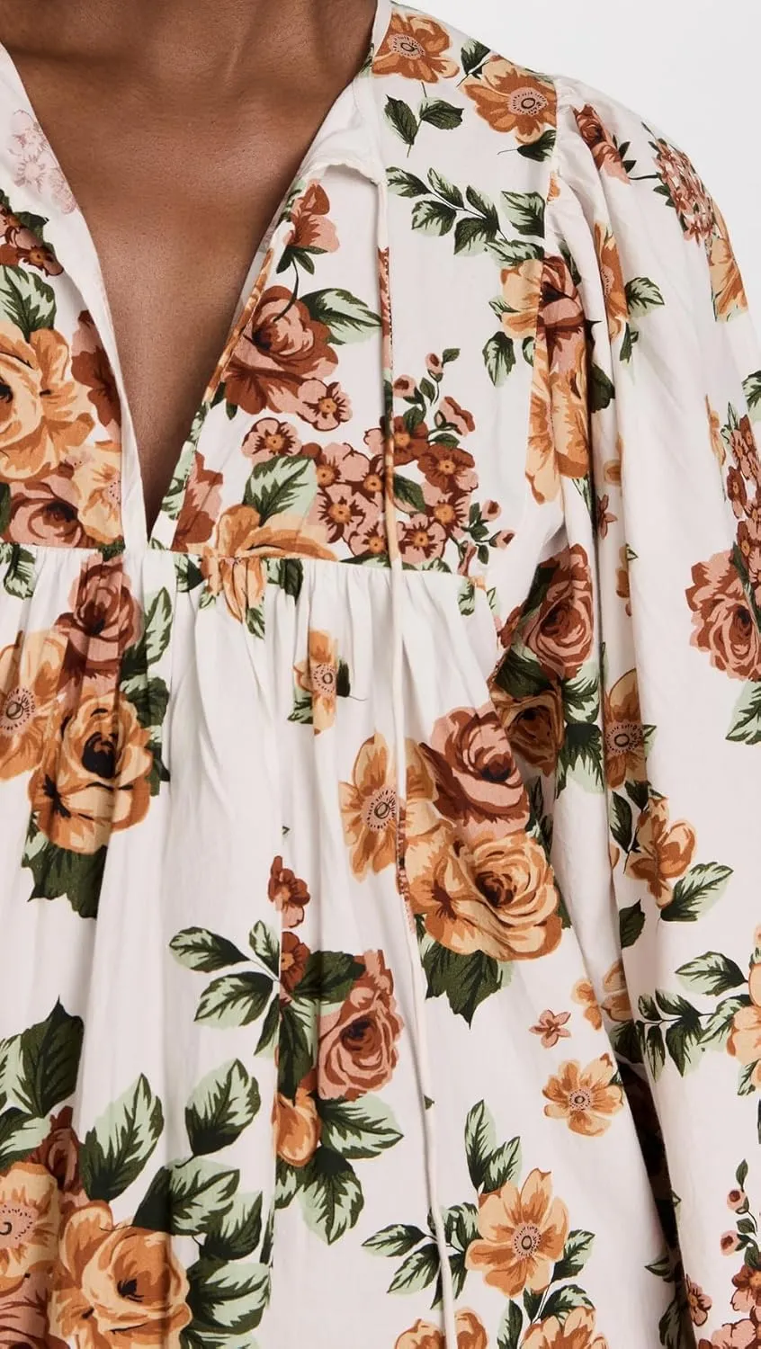 Women Y2K Boho Floral Mini Dress Puff Sleeve V Neck Short Dress Babydoll Flowy Dress Summer Vacation Outfits