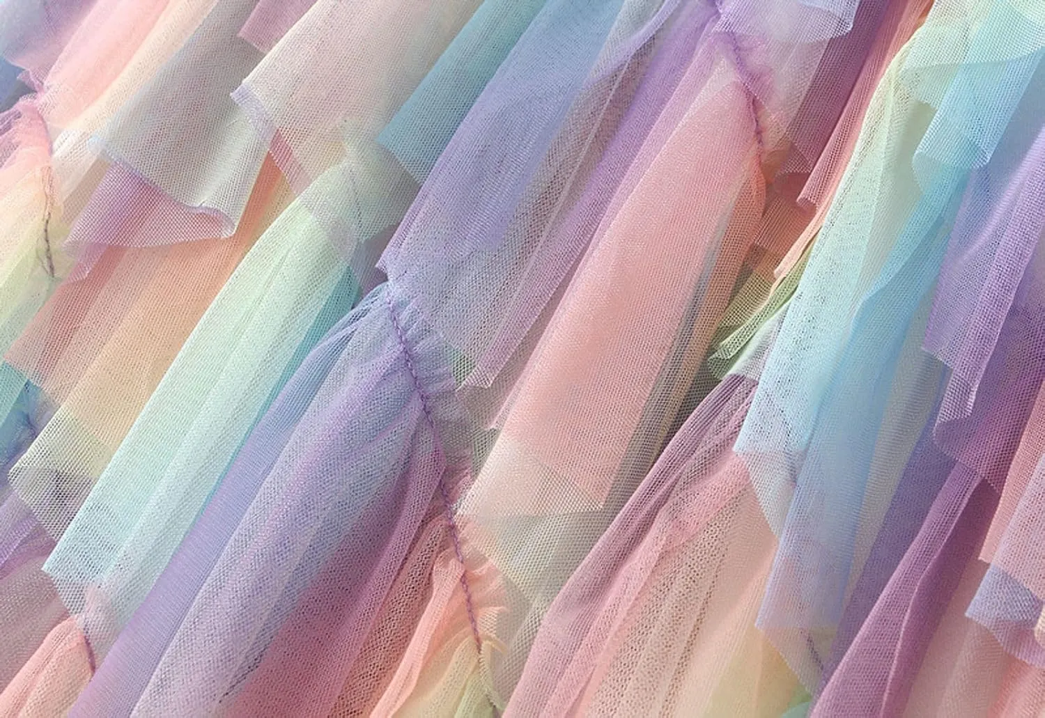 Womens Gradient Ruffle Tulle Skirt High Waist Asymmetrical Midi Tulle Skirt Tiered 2025 Boho Summer A-line Skirts