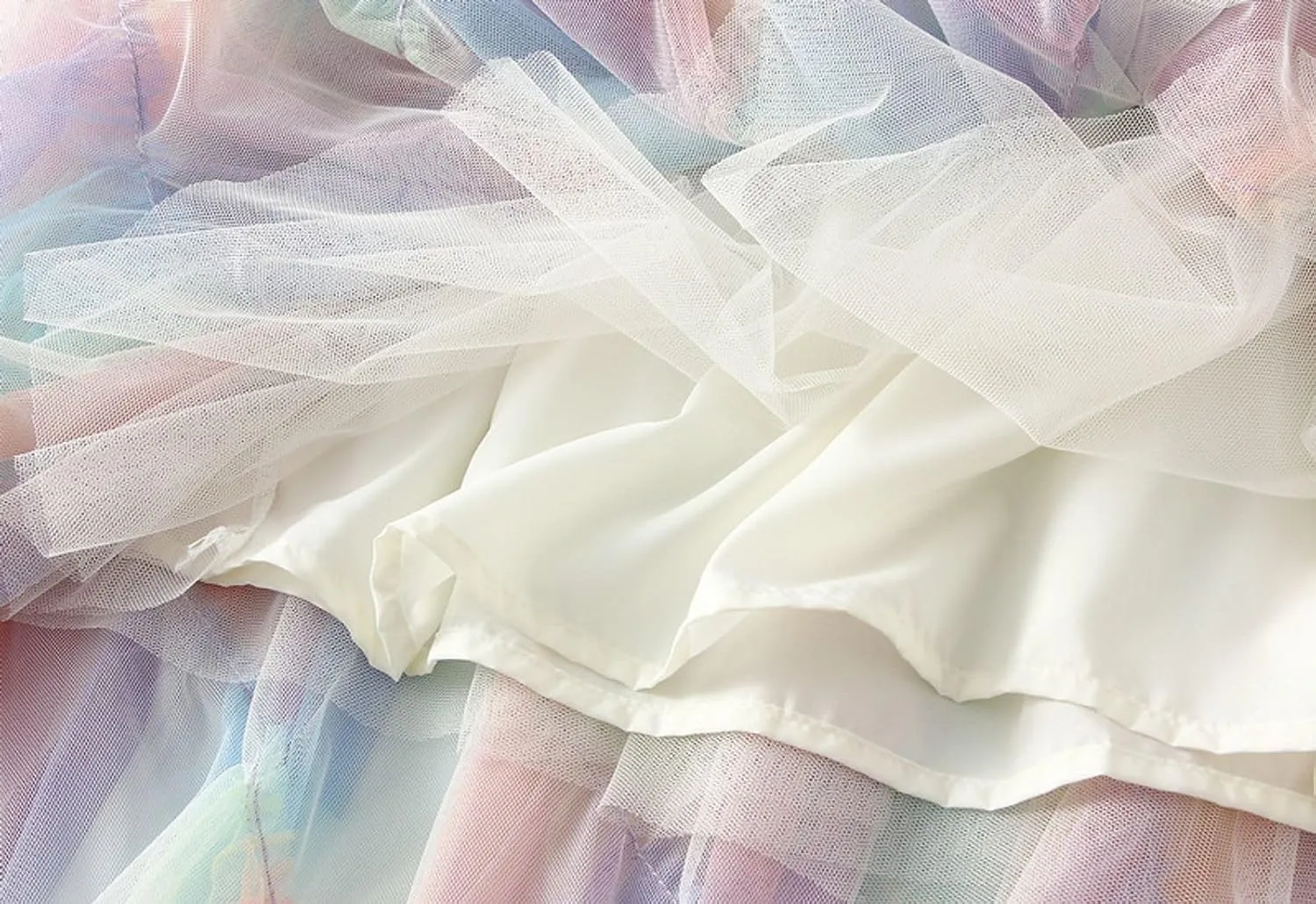 Womens Gradient Ruffle Tulle Skirt High Waist Asymmetrical Midi Tulle Skirt Tiered 2025 Boho Summer A-line Skirts