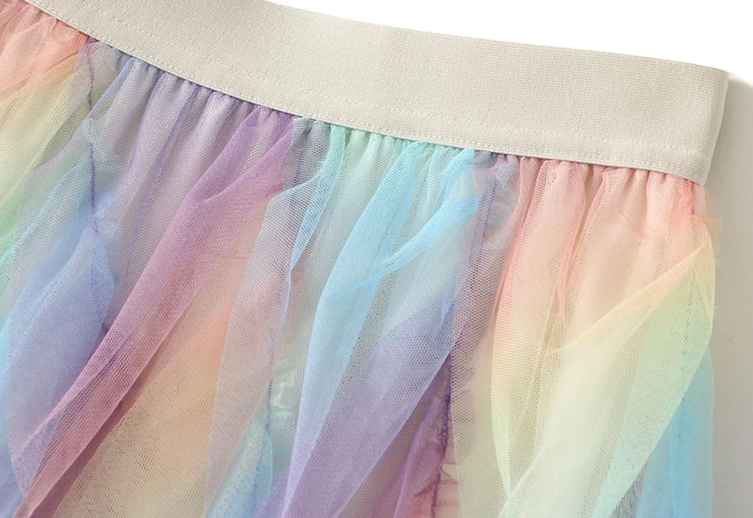 Womens Gradient Ruffle Tulle Skirt High Waist Asymmetrical Midi Tulle Skirt Tiered 2025 Boho Summer A-line Skirts