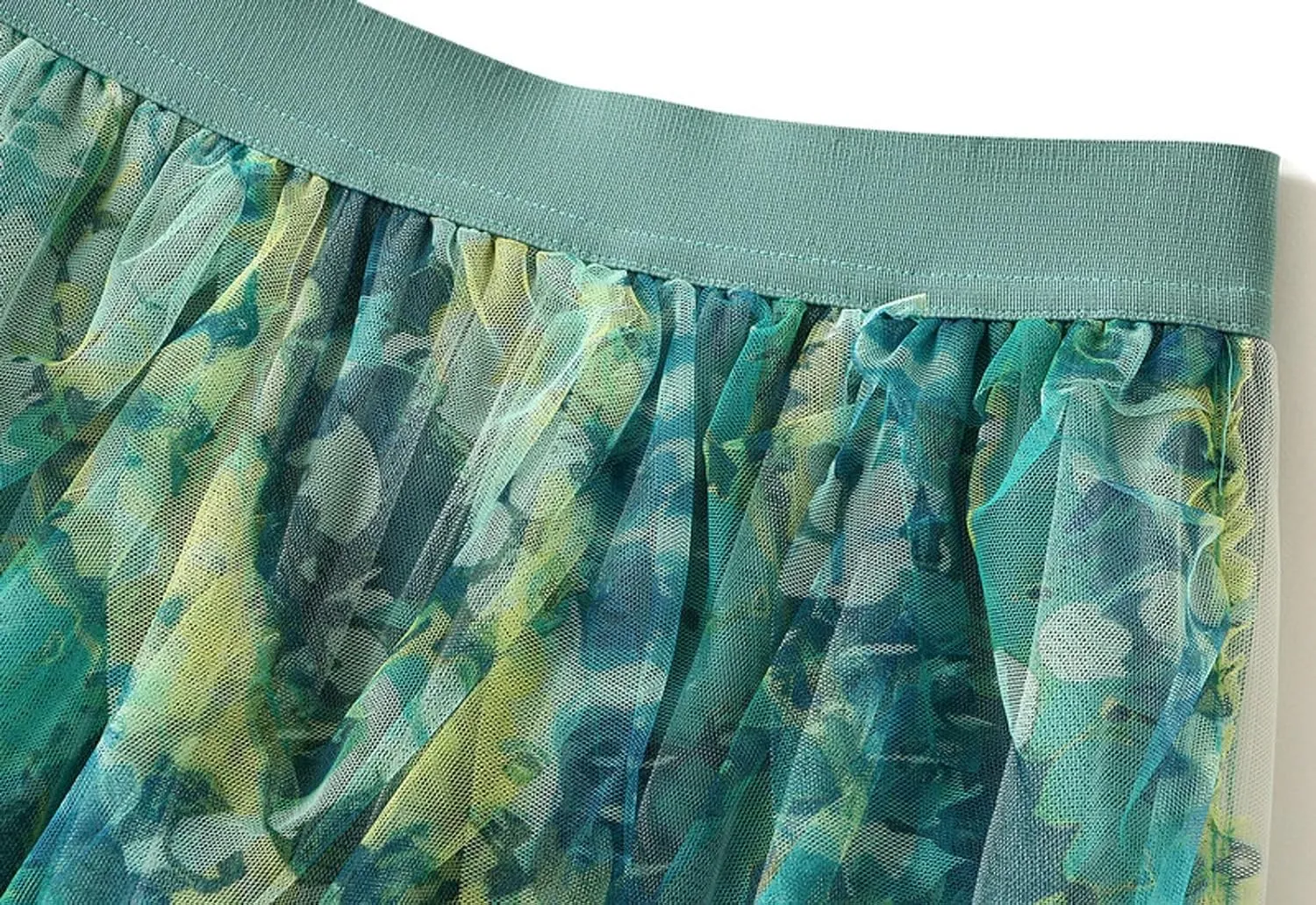 Womens Gradient Ruffle Tulle Skirt High Waist Asymmetrical Midi Tulle Skirt Tiered 2025 Boho Summer A-line Skirts