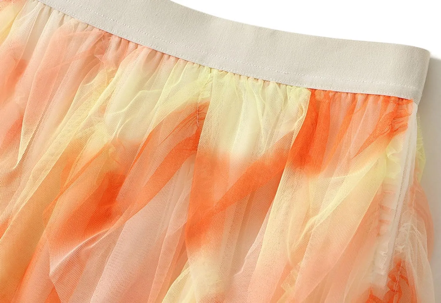 Womens Gradient Ruffle Tulle Skirt High Waist Asymmetrical Midi Tulle Skirt Tiered 2025 Boho Summer A-line Skirts