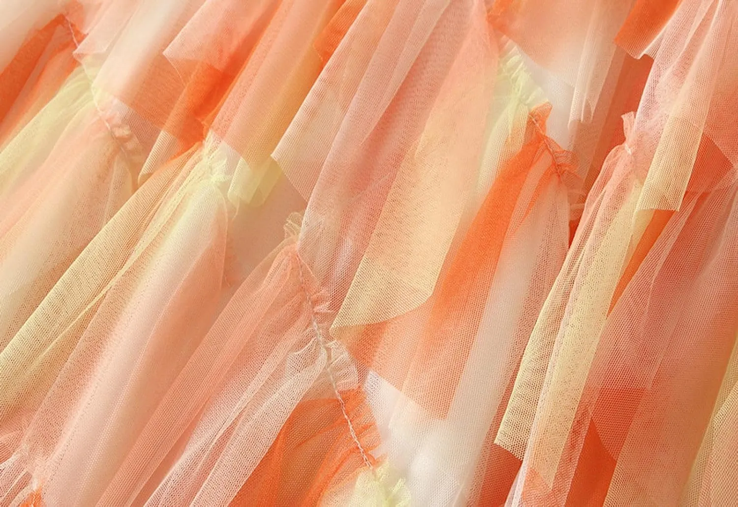 Womens Gradient Ruffle Tulle Skirt High Waist Asymmetrical Midi Tulle Skirt Tiered 2025 Boho Summer A-line Skirts