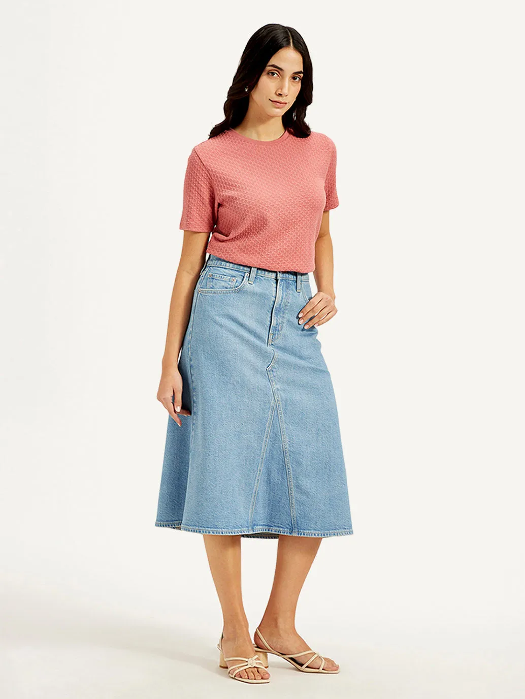 Women's High Rise Blue A-Line Skirt