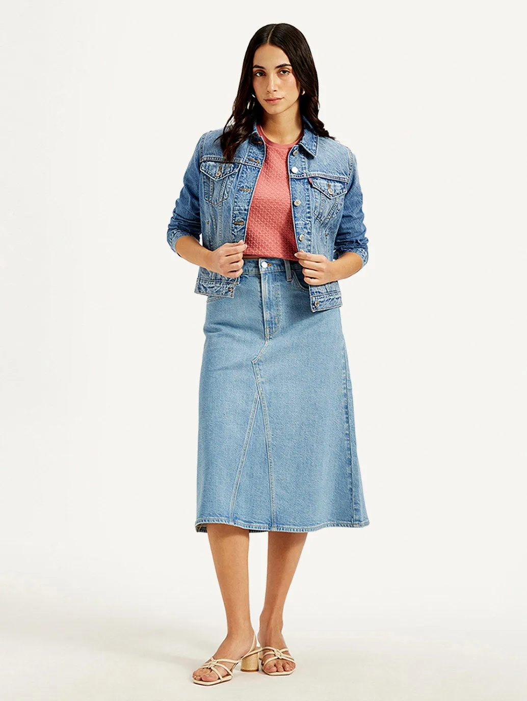 Women's High Rise Blue A-Line Skirt