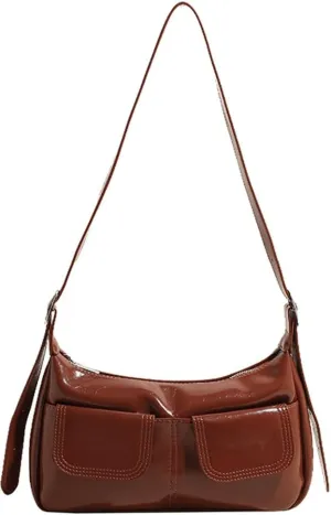 Women's PU Leather hobo bag Retro Y2k Shoulder Bag Multi-pocket Crossbody Bag Handbag for Work Travel