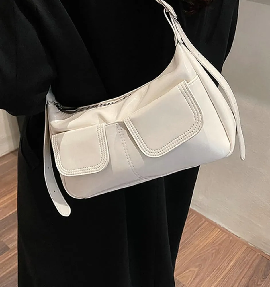 Women's PU Leather hobo bag Retro Y2k Shoulder Bag Multi-pocket Crossbody Bag Handbag for Work Travel