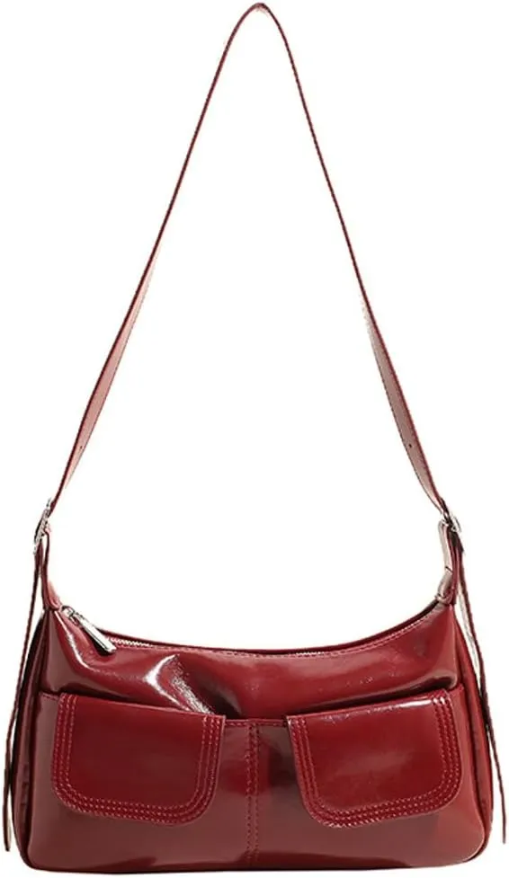 Women's PU Leather hobo bag Retro Y2k Shoulder Bag Multi-pocket Crossbody Bag Handbag for Work Travel