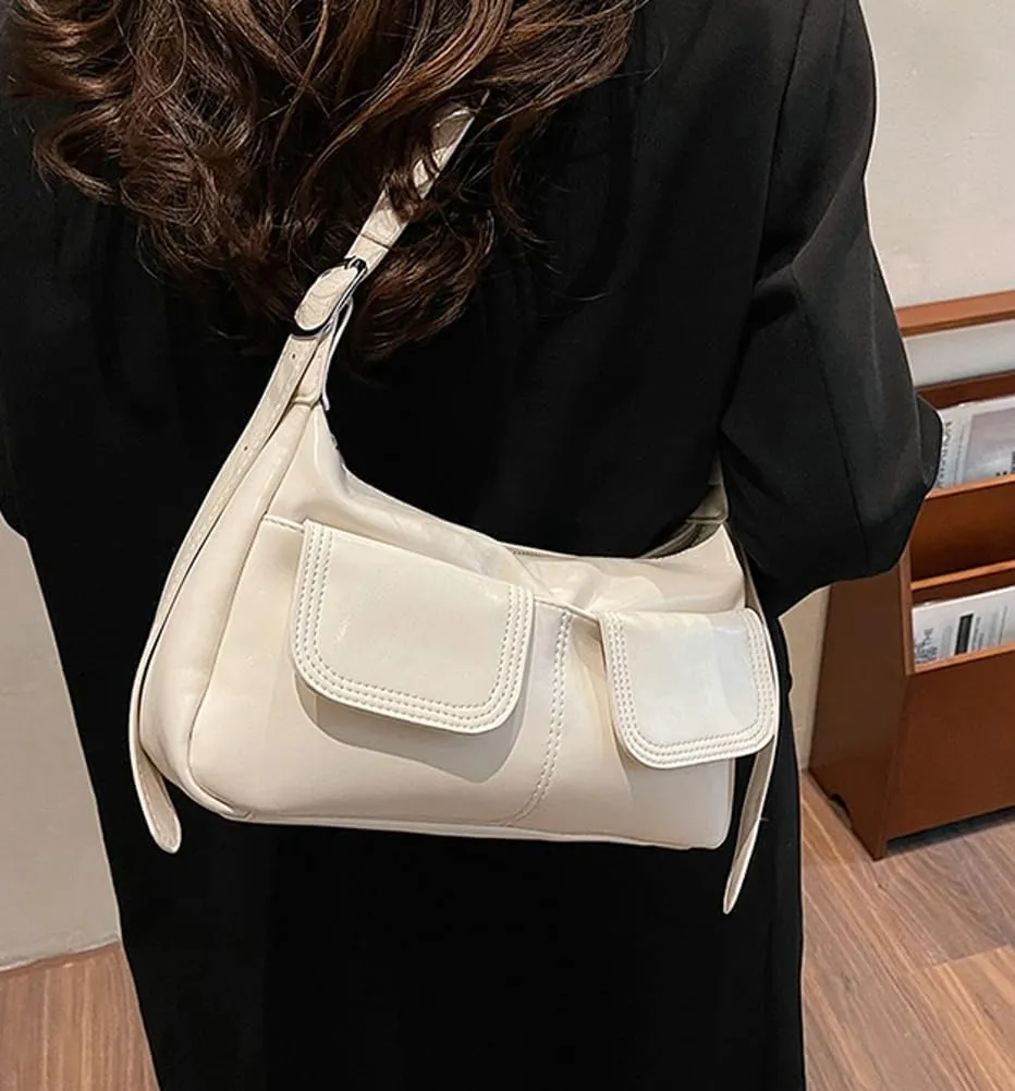Women's PU Leather hobo bag Retro Y2k Shoulder Bag Multi-pocket Crossbody Bag Handbag for Work Travel