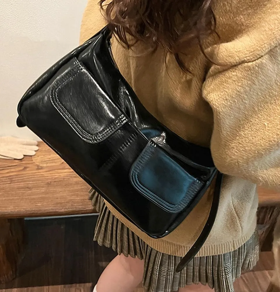 Women's PU Leather hobo bag Retro Y2k Shoulder Bag Multi-pocket Crossbody Bag Handbag for Work Travel