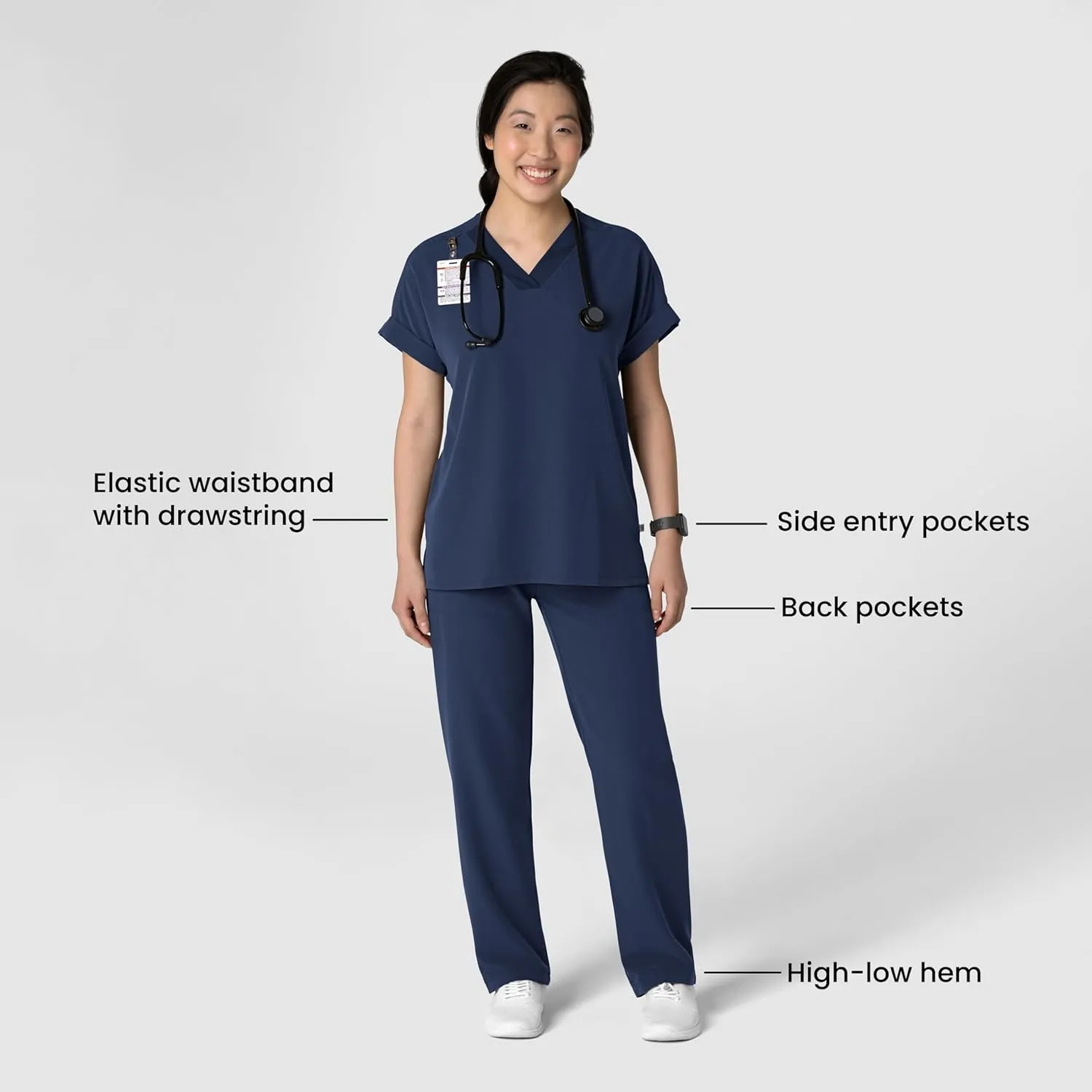 WonderWink Women's Stovepipe High-Low Hem Scrub Pant