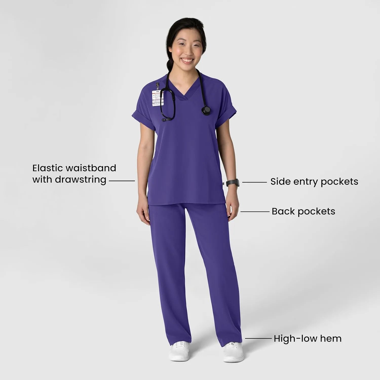 WonderWink Women's Stovepipe High-Low Hem Scrub Pant