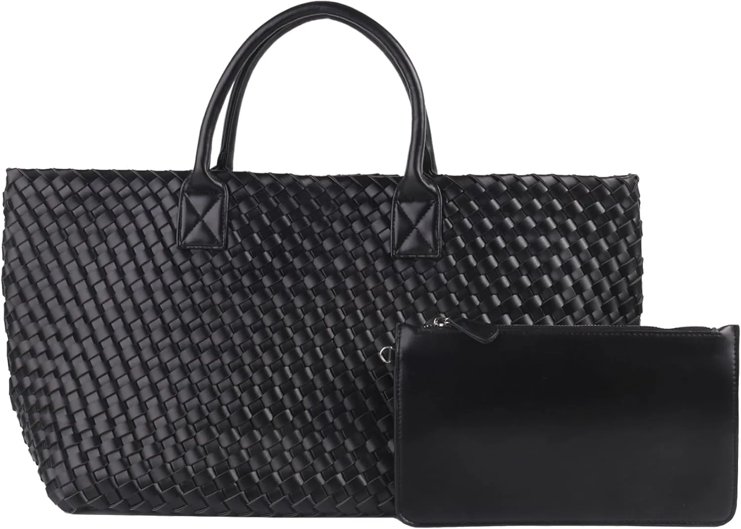 Woven Tote Bag Large Vegan Leather Bucket Bag, Fashion Handwoven Shopper Bags for Women
